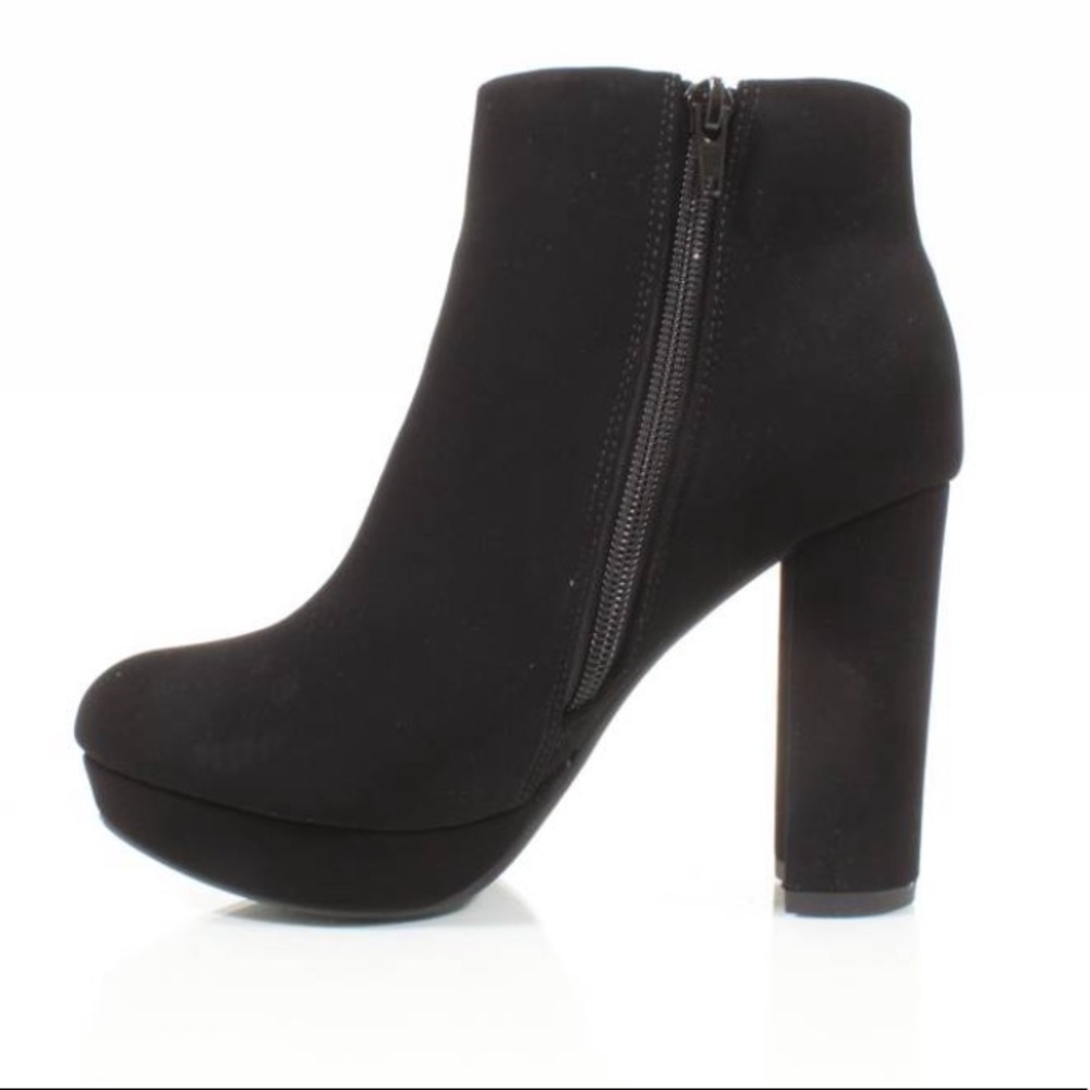 Black Towering Heel Platform Ankle Booties - Picture 4 of 5